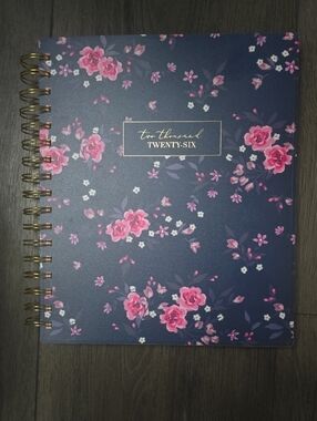 Floral Spiral Planner - Navy with Pink Roses